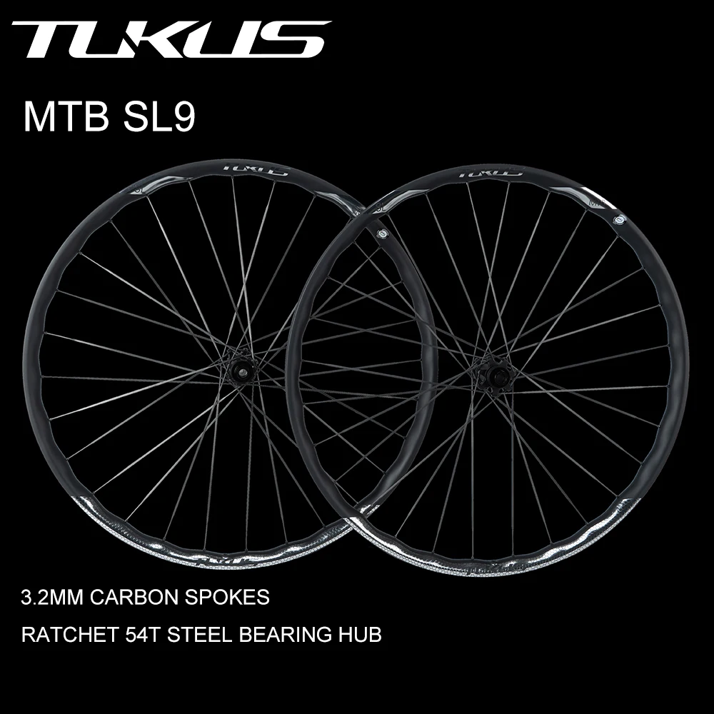 

TUKUS SL9 29er MTB Carbon Wheels Ultralight Mountain Bicycle Rims ratchet 54T Steel bearings Hub Carbon Wheelset XC cyclocross