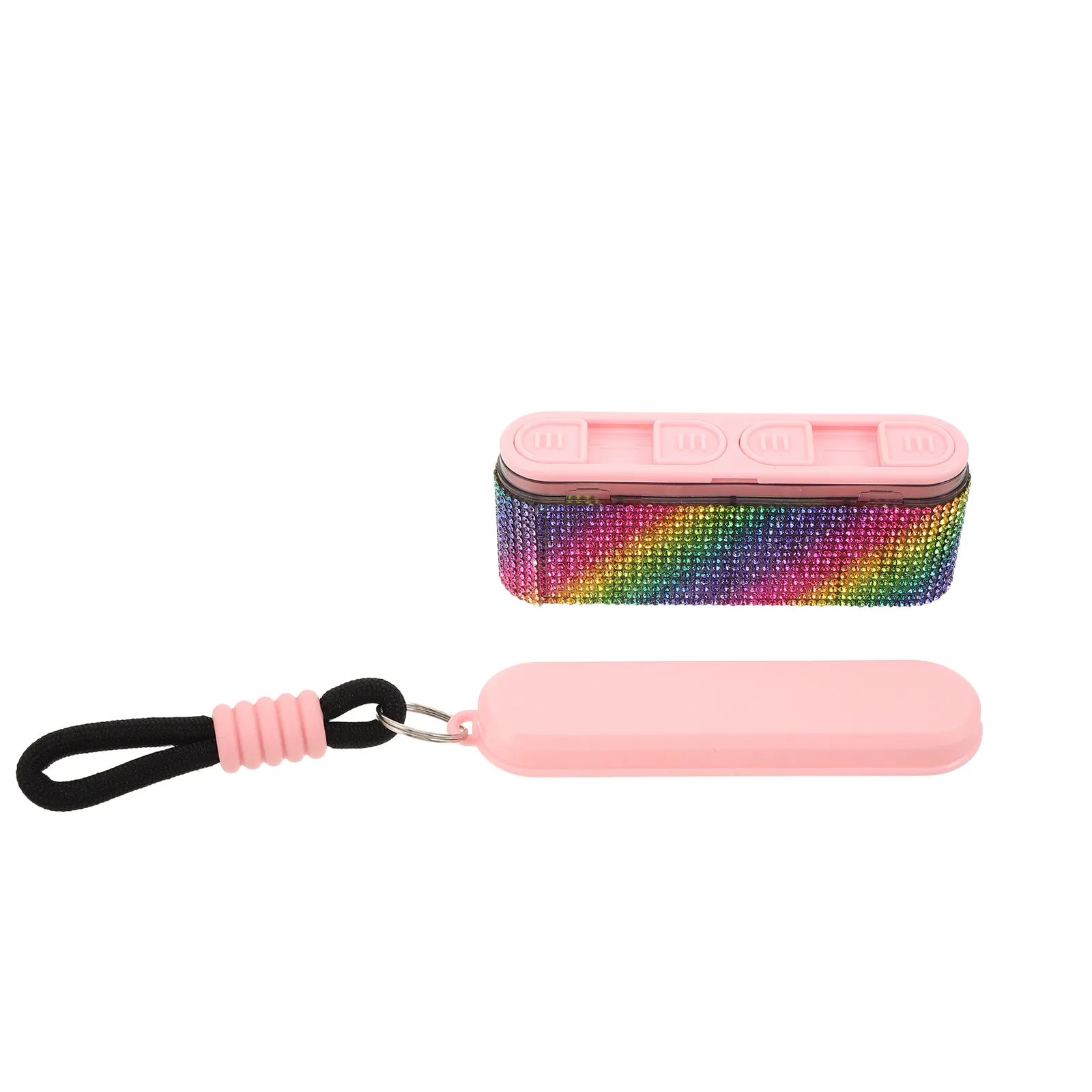 Pill Travel Case Keychain 4 Grids Portable Multigrid Medicine Organizer Compact Pill Box Keyring for Purse Travel Outdoor