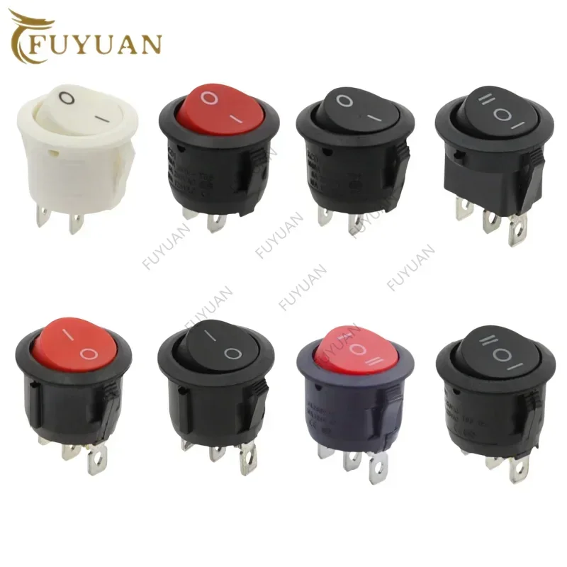 1pcs Kcd1-105 Diameter Small Round Boat Rocker Switch Black Mini Round Black White Red 2pin 3pin Switch ON-OFF ON-OFF-ON