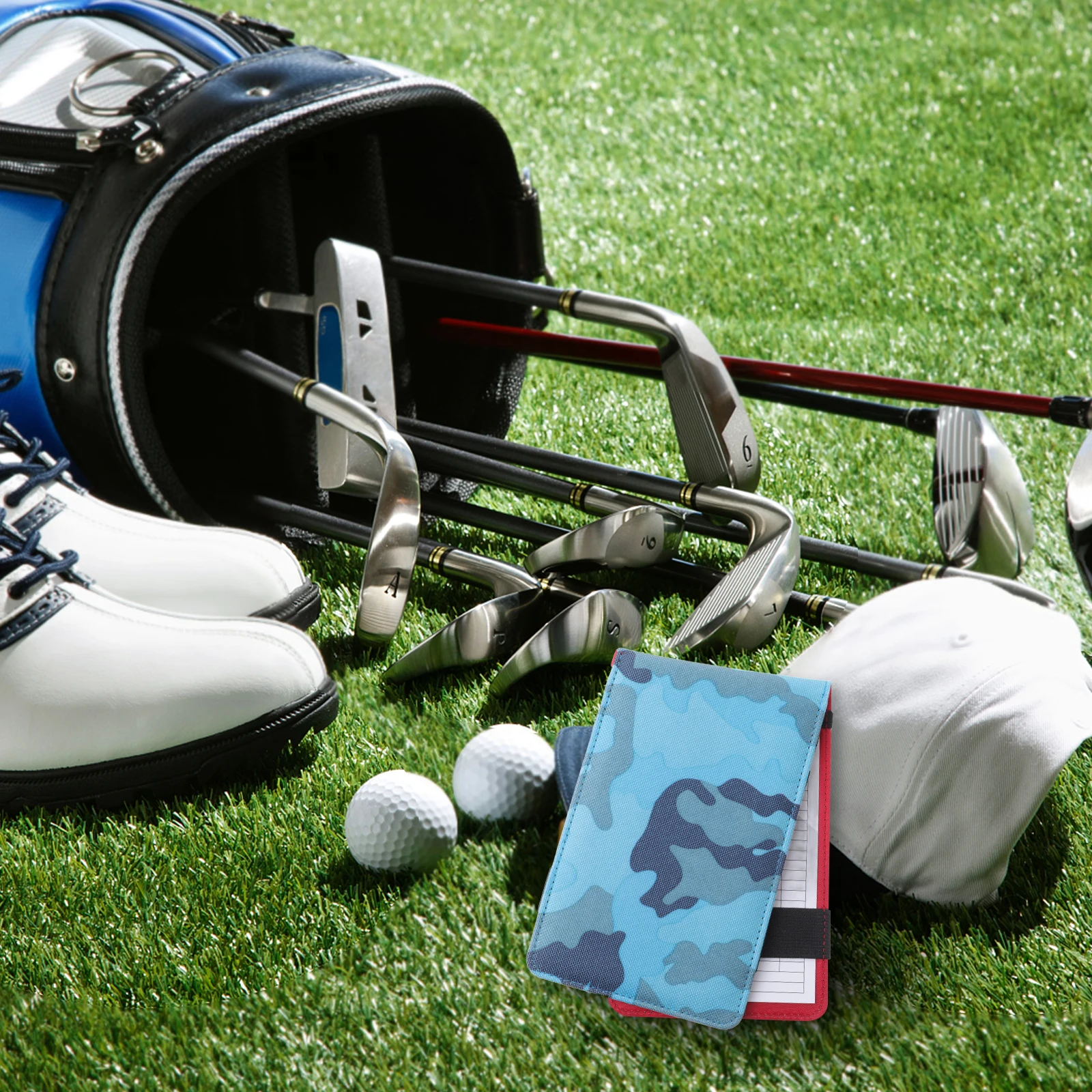 

Golf Scorebook Blue Camouflage Oxford Cloth Portable Golfs Scorekeeping Record Supplies Lightweight Notebook Practical Gift