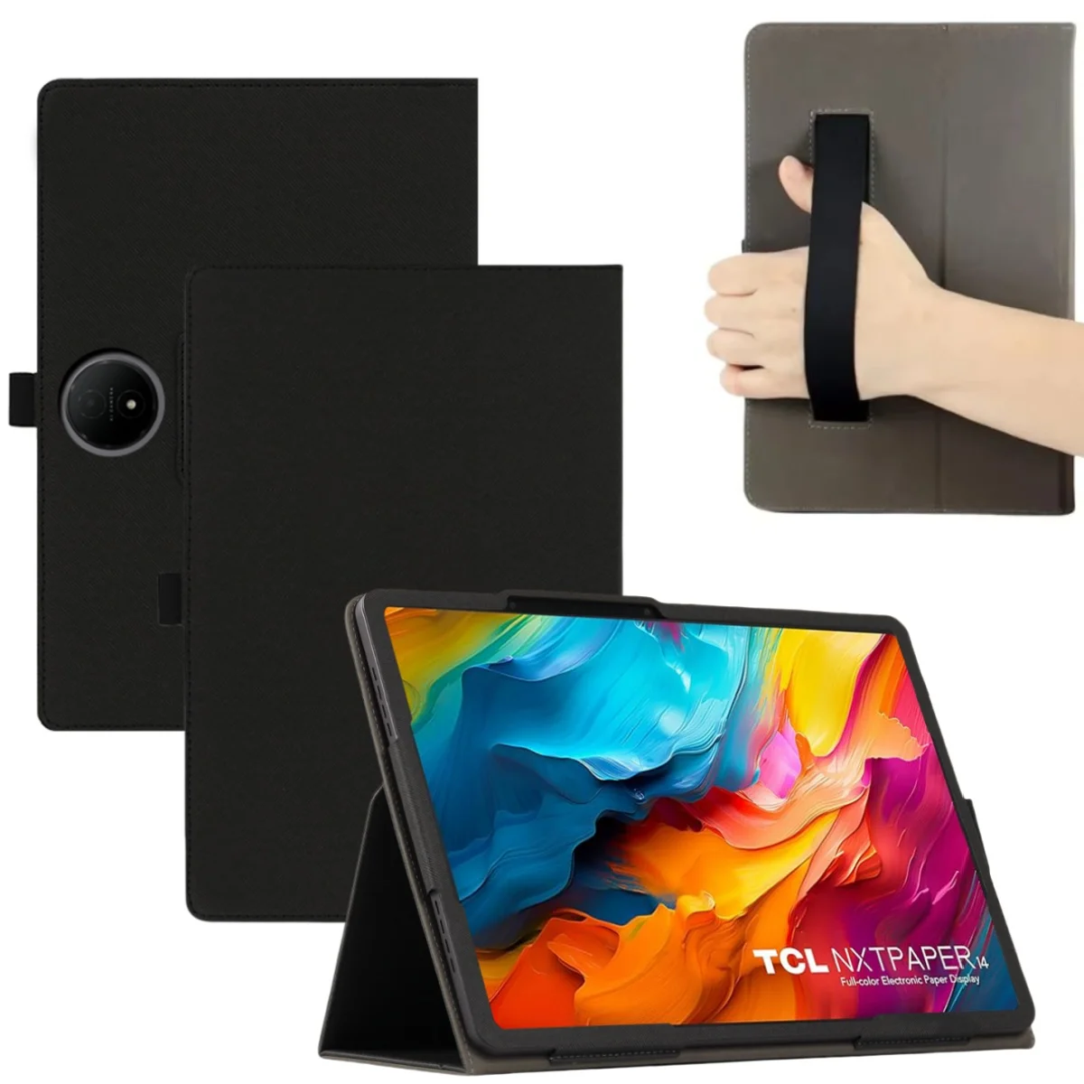 Flip Cover for TCL NXTPAPER 14 Tablet Case 14.3 Inches Fold Stand Folio Pu Leather Cases with Handheld for NxtPaper 14.3