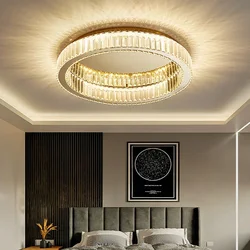 Moderne LED-kristallen plafondkroonluchters Verlichting voor woonkamer Slaapkamer Thuis Binnen Decor Lampara techo Goud Zilver Glanslamp