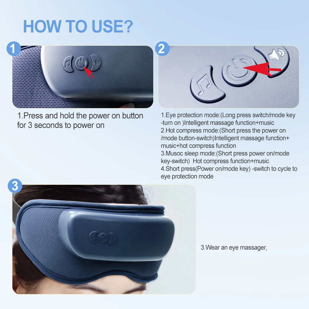 Eye Massager Improve Sleep with Vibration Airbag Hot Compress Massage Bluetooth Music Eye Massage Device Relax Eye Care