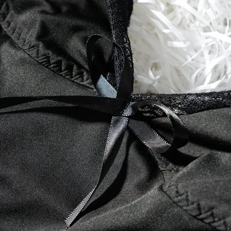 Camisón con cuello en V para mujer, vestido Sexy con tirantes y abertura lateral para dormir, camisón corto con lazo, ropa de dormir erótica seductora, M-2XL