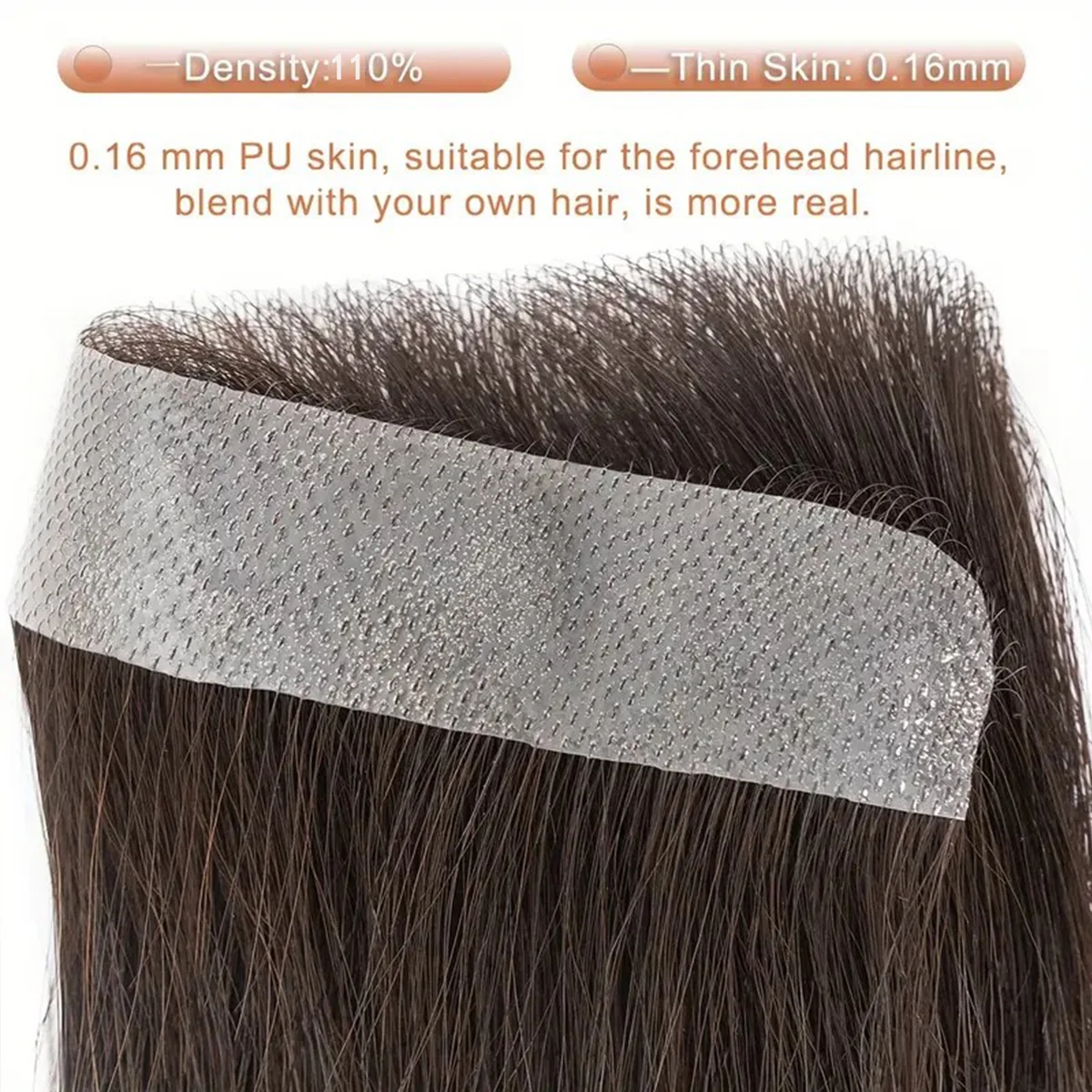 6 Inch Seamless Hairline Topper, Natural Look Replacement for Forehead Fringe & Hairline, Invisible Edge Adhesive Hair Extension