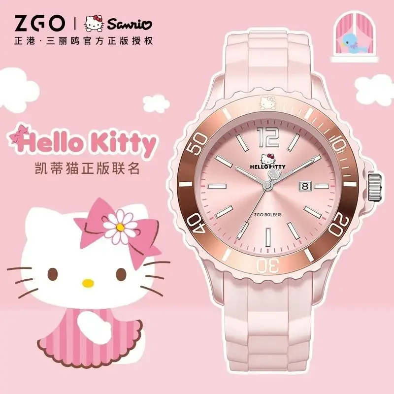 Zgo Sanrio Serie Hello Kitty Meisje Horloge Eenvoudige Lichtgevende Quartz Horloges Student Verjaardagscadeaus