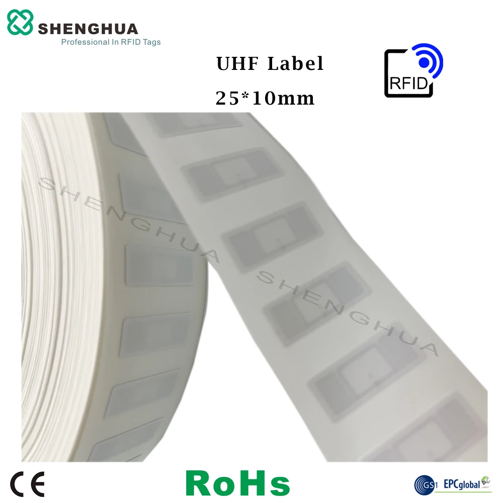 50 قطعة/الوحدة مكافحة سرقة MINI RFID UHF LABEL فريد ID السلبي الذكية علامة ISO 18000 6C EPC1 G2 25*10 مللي متر الأبيض