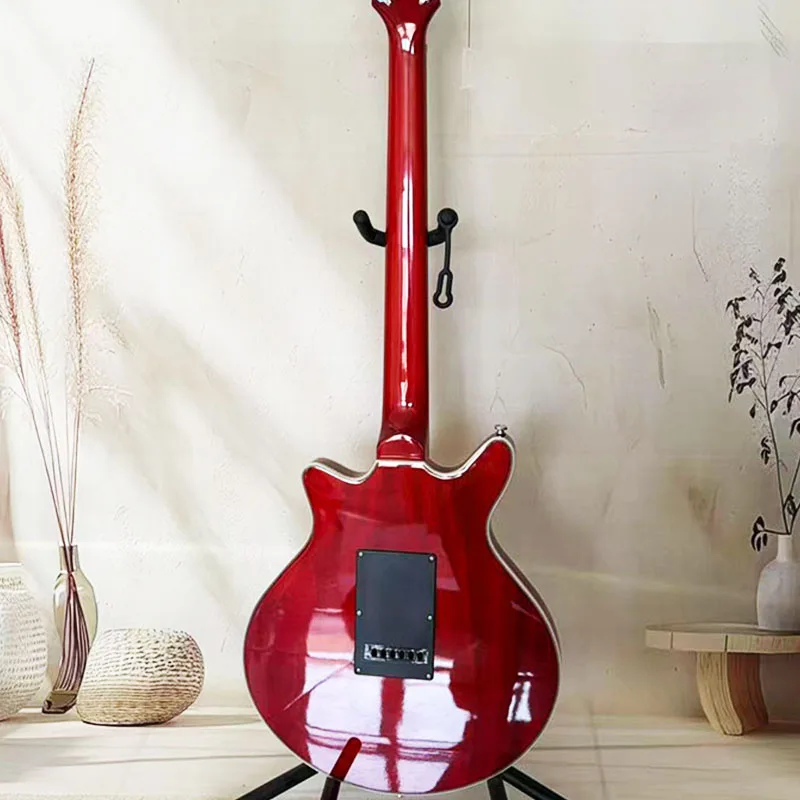 Red Shaped Electric Guitar, Black Pickguard, SSS Pickups, Single Tremolo System, Right-Handed Rock Model