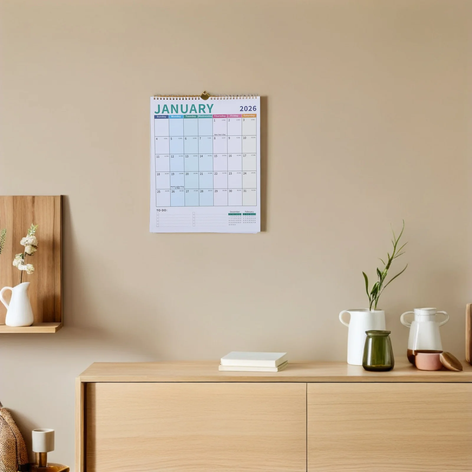 تقويم حائط 18 شهرًا 2026-2027 مخطط معلق حلزوني خط كبير منظم مدرسي شهري للمكتب والعطلات العالمية #1