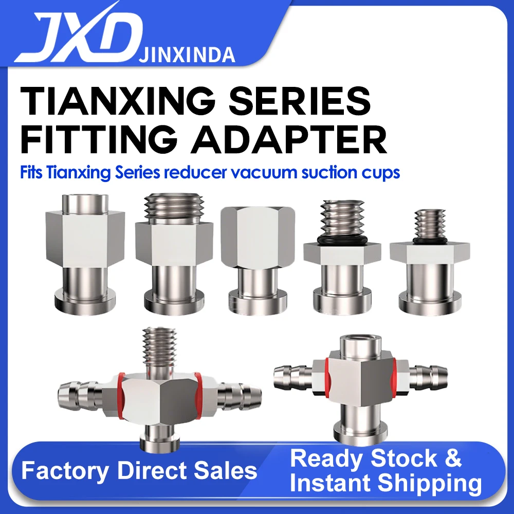 JXD Tianxing Vacuum Suction Cup Fitting Adapter M4/M5/M6/M10/G1/8, Compatible with Tianxing Large & Small Head Suction Cups