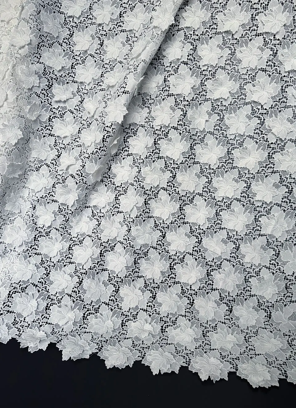 5 Yards Superb Embroidery Guipure Lace 3D Appliques African Cord Water Soluble Fabric Bridal Sewing Garment Celebrants Wear