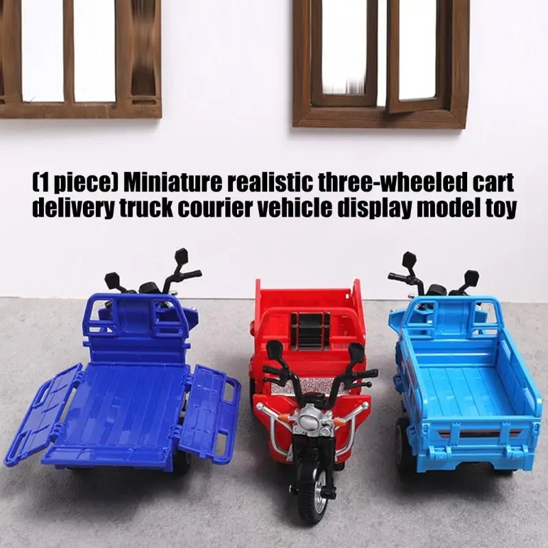   Simulation Miniature Delivery Tricycle Model Figurine For Children And Adult Collector Doll House Decoration Scene Props