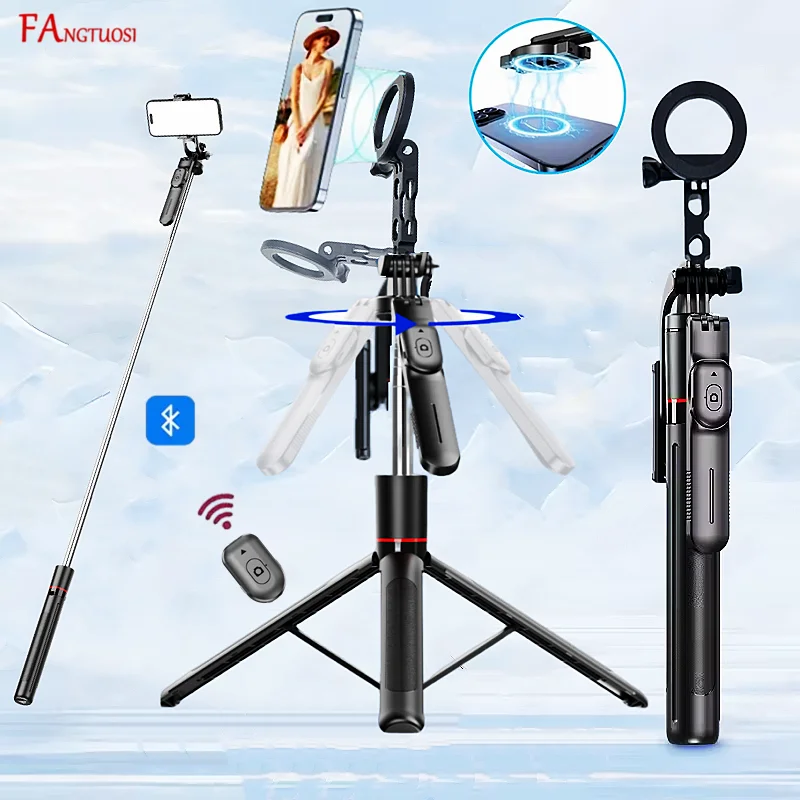 FANGTUOSI 2025 nuevo trípode inalámbrico de 1,7 M palo Selfie soporte plegable para cámaras de acción teléfonos inteligentes equilibrio disparo constante en vivo