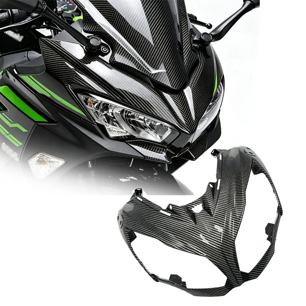 For KAWASAKI ER-6F ER6F 2012 2013 2014 2015 2016 Ninja 650 Upper Front Nose Headlight Fairing ABS Carbon Fiber Color