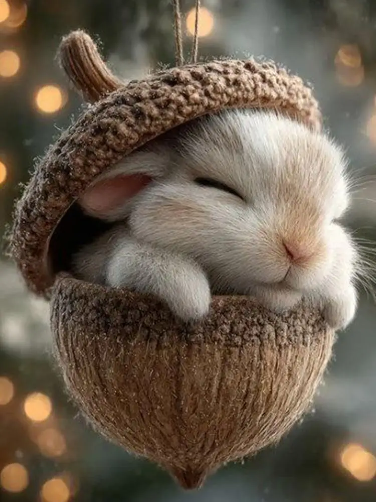 2D عيد الميلاد الراكون الاكريليك قلادة البومة السنجاب الأرنب الطيور الاكريليك قلادة الحيوان عيد الميلاد زخرفة عيد الميلاد الاكريليك قلادة ﻿