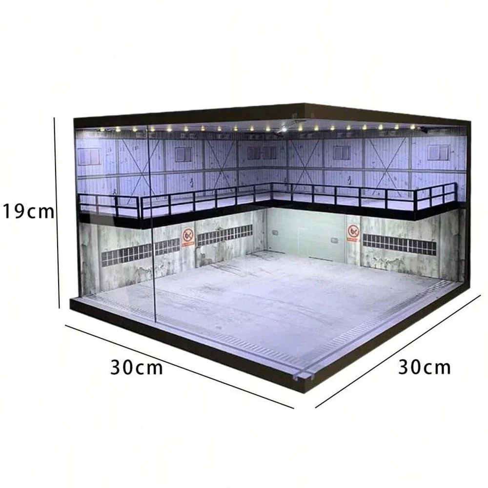 다이캐스트 자동차 차고 디오라마 모델 1/24 1/18 1/64 1/32 스케일 LED 조명 주차장 디스플레이 장면 모델 수집가를 위한 장난감 키트