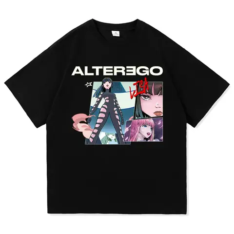 Lisa Alter Ego Tour 2025 T 셔츠 패션 남성/여성 하라주쿠 미적 티셔츠 고품질 애니메이션 빈티지 코튼 티셔츠 탑스