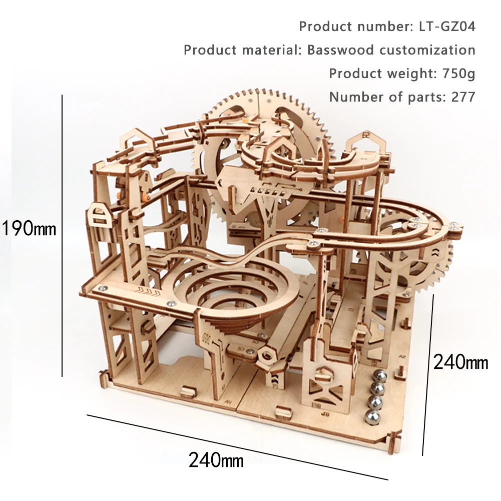 3D Track Ball Series Wooden Puzzle Handmade DIY Electric Track Ball Wooden Puzzle Family Interactive Puzzle Game
