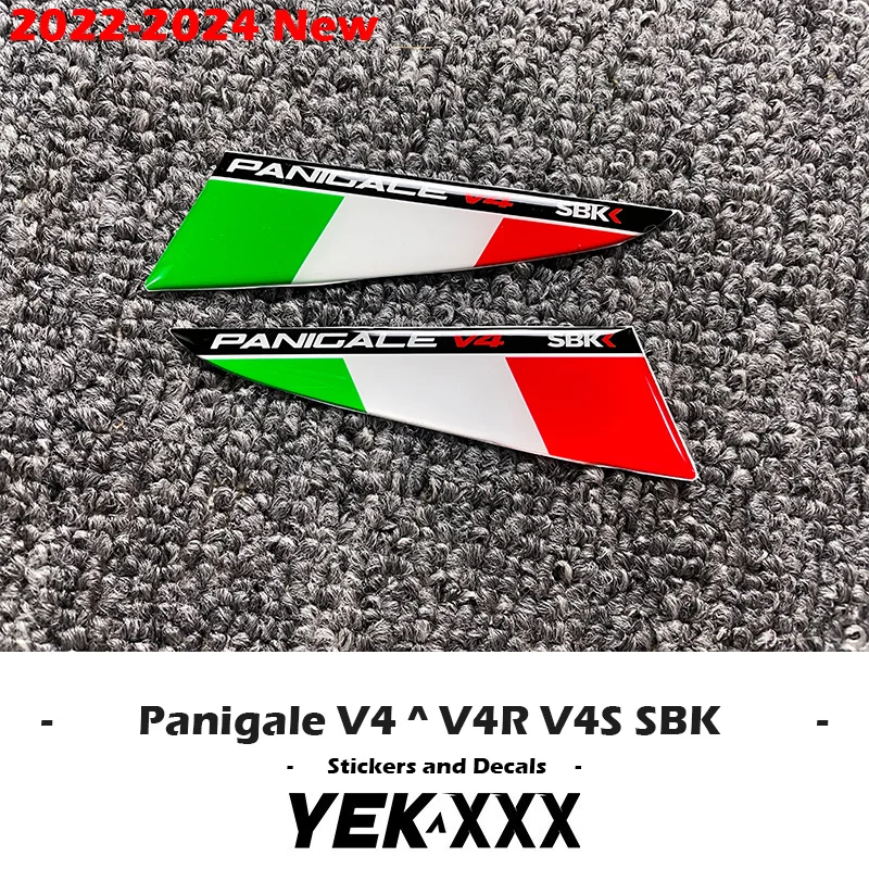 For Ducati Supersport Panigale V4 V4S V4R SBK 2022 2023 2024 Italian Tricolor Flags for Wings 3D Winglet Flank Sticker Decal