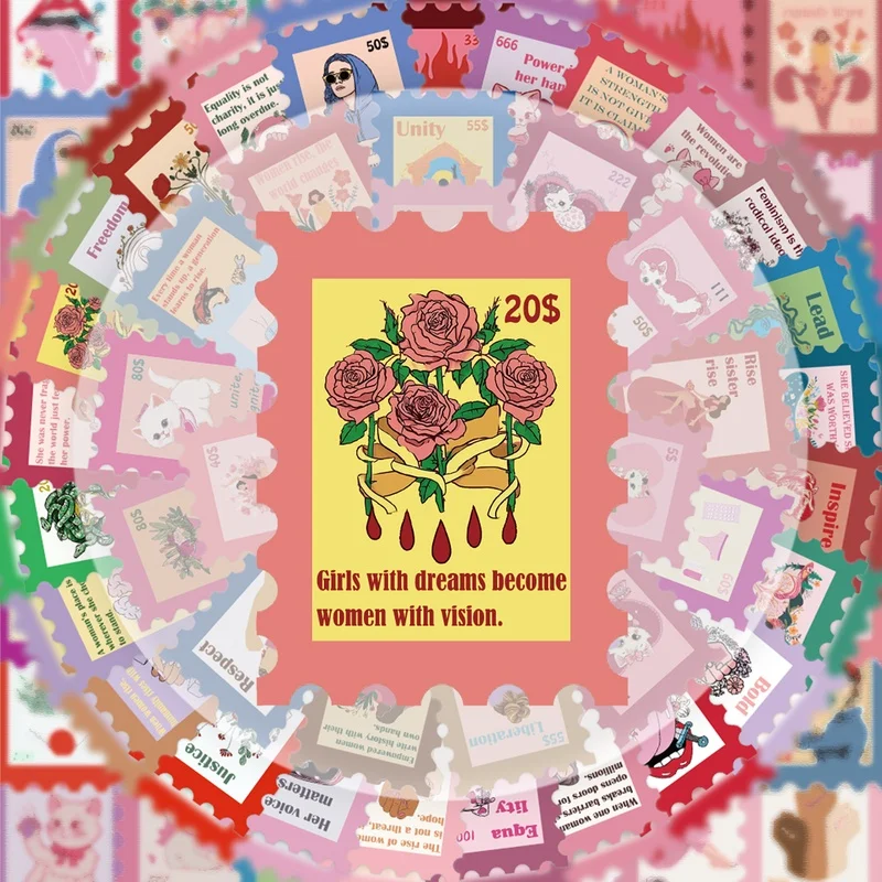 50, rosa Graffiti-Aufkleber mit weiblichem Thema, lebendige Aufkleber, geeignet für Wasserflaschen, Laptops, Handyhüllen, Koffer, Skateboards, Gitarren, Geschenkboxen, Partydekorationen