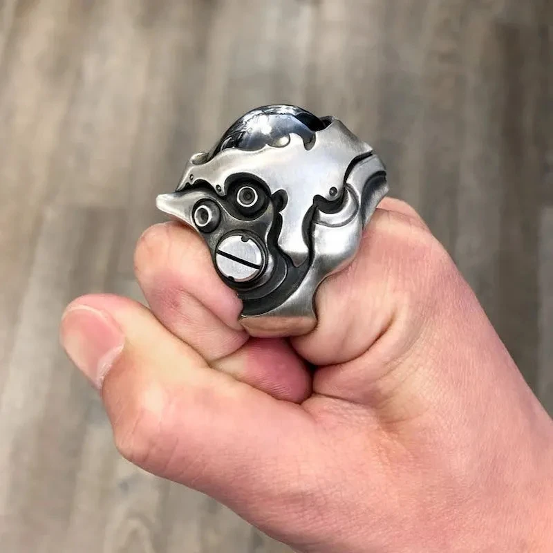 Personality Punk Mecha Soldier Rings Special-shaped Irregular Ring for Men Engagement Wedding Ring Gothic Party Jewelry Gifts - Image 4