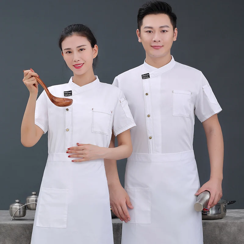 Men's Chef Jacket Restaurant Uniform kitchen Cooking Apron Summer Hotel Catering Waiter Costume Bakery Overalls Breathable Mesh