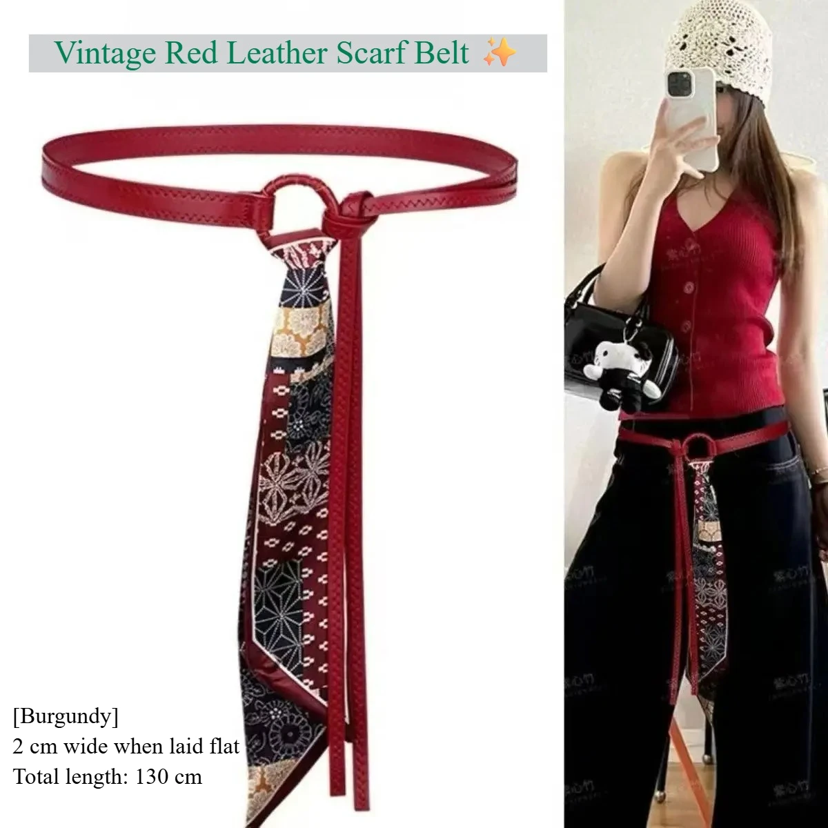 

Silk Scarf Beaded Braided Waist Belt for Women Minimalist Versatile Waist Cord for Dresses Woven Decorative Detail