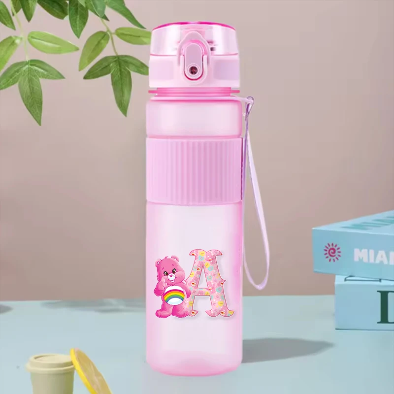 

550ML Care Bears Kawaii Pink Water Bottle Frosted Leak Proof Sport Water Bottles Anime Large Capacity Drinking Cup Birthday Gift