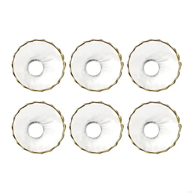 Packung mit 6 eleganten goldbesetzten Glas-Bobeches für Kerzenständer, Kerzenwachs-Fänger, Ringe für Heimdekorationen und Tisch – Detail 5