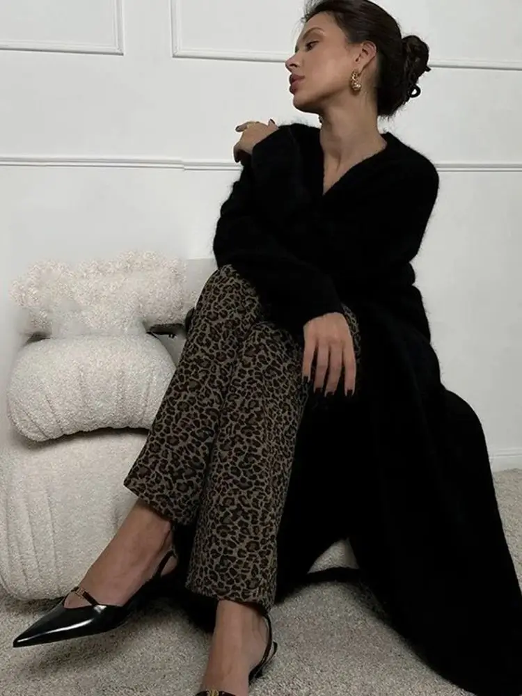 Elegant Women Knitted 2Piece Set 2024 New Spring Autumn Casual Knitted Single Breasted Tank Top+Long loose Straight Cardigan