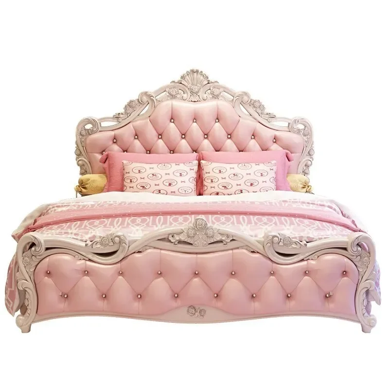 Master Bedroom Designer Bed Set Large Princess Wooden Bedding Double Modern Bed Set Girl Design Furniture