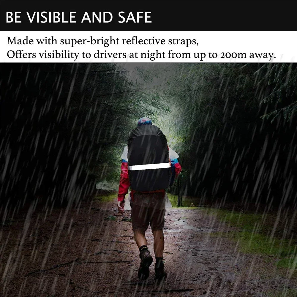 غطاء المطر على الظهر (35-45 لتر) غطاء حقيبة ظهر مقاوم للماء مع حزام متقاطع قابل للتعديل للمشي لمسافات طويلة والتخييم والسفر وركوب الدراجات