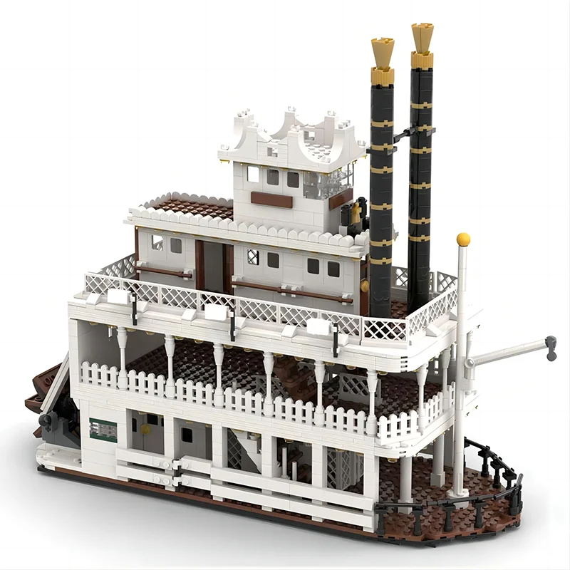 MOC-95203 Wild western paddle steamer model paddle steamer building block toy ornament