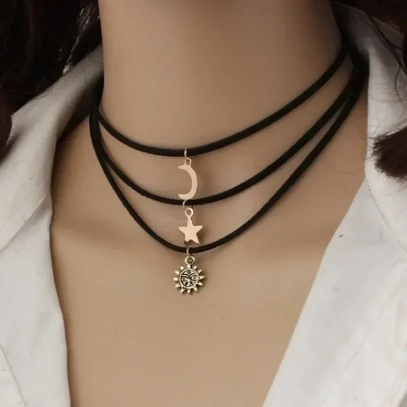 3pcs/set  Star Moon Sun Short Sweater Neckchain