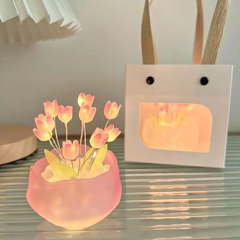 Pumpkin Cup Tulip DIY Night Light Romantic Tulip Pumpkin Lamp Creative Atmosphere Light Childrens Day Gift