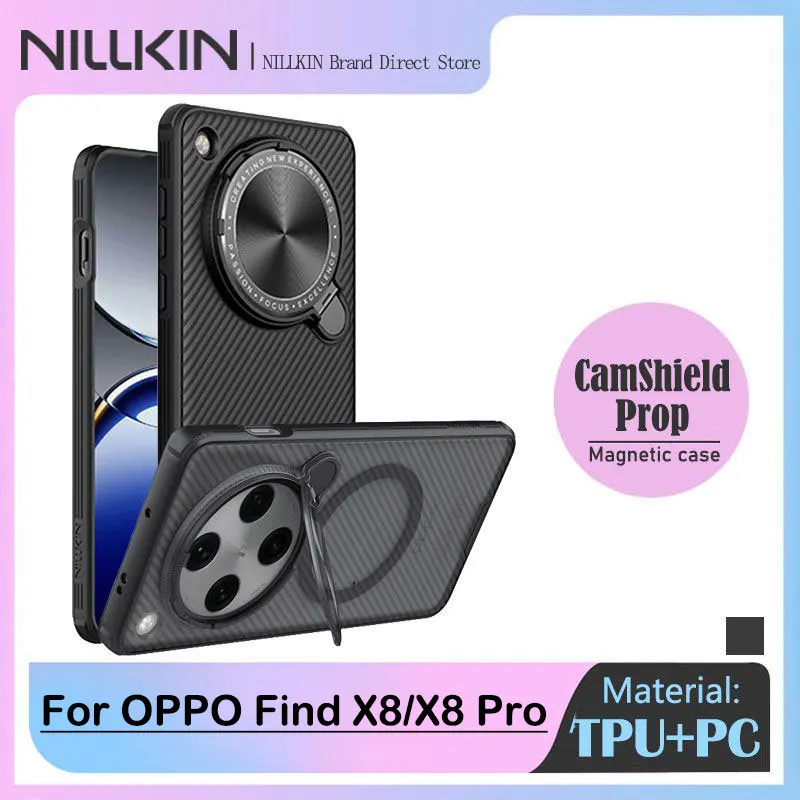 

Магнитный чехол NILLKIN для OPPO Find X8 Pro, микропрозрачные чехлы, прозрачная защита объектива с откидной крышкой, беспроводная зарядка MagSafe