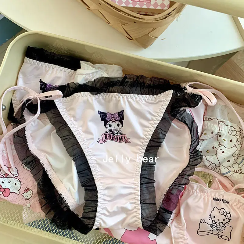 Sanrio Hello Kitty Cute Kawaii Underwear Girls Heart Cartoon Girls Mid-waist Underwear Female Cartoon Animation Cotton Underwear