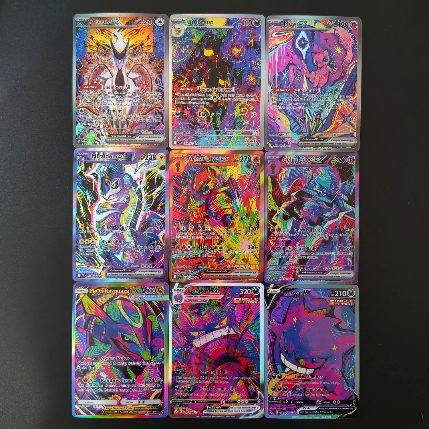 Tarjeta Coleccionable Texturizada DIY de Pokémon TCG: Arceus ex, Umbreon, Mew, Miraidon, Armarouge, Ceruledge, Mega Rayquaza, Gengar VMAX
