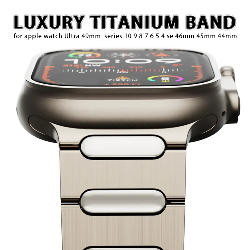 

Luxury Titanium Band for Apple Watch Ultra 2/1 49mm 10 46mm Metal Bracelet for iWatch Series 9 8 7 45mm 6 5 se 44mm Strap Correa