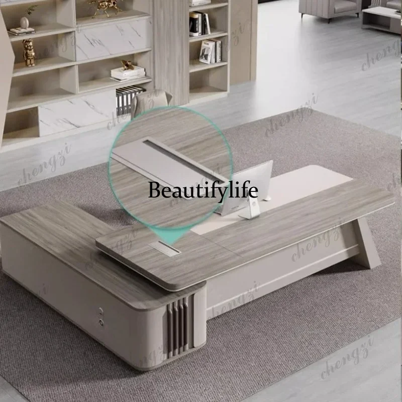 M178  Designer Modern Luxury Office Desk Asthetic Large Standing Computer Desks Manager Organizer L Shaped Scrivania