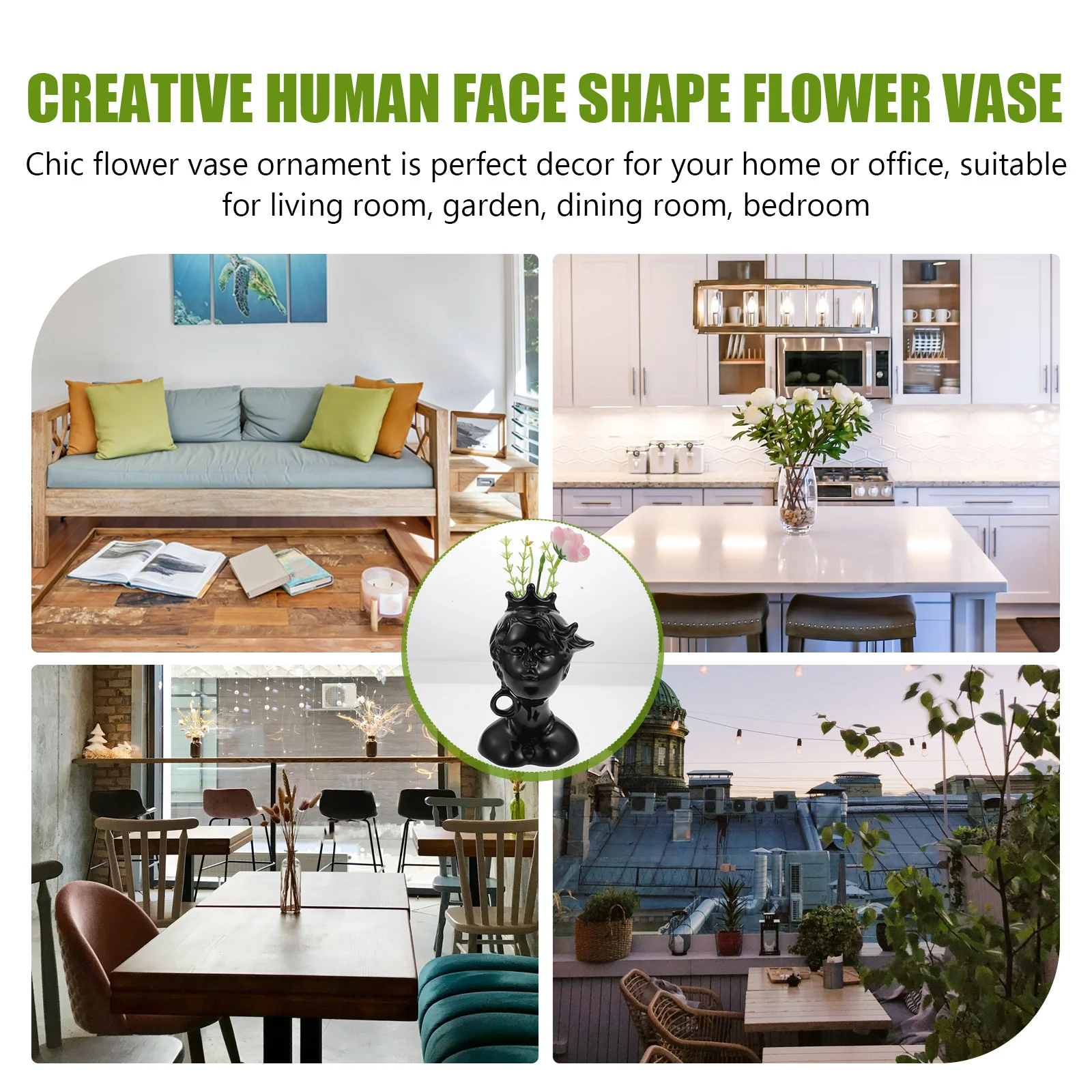 

Flower Arrangement Container Household Ceramic Vase Face Creative Holder Floral