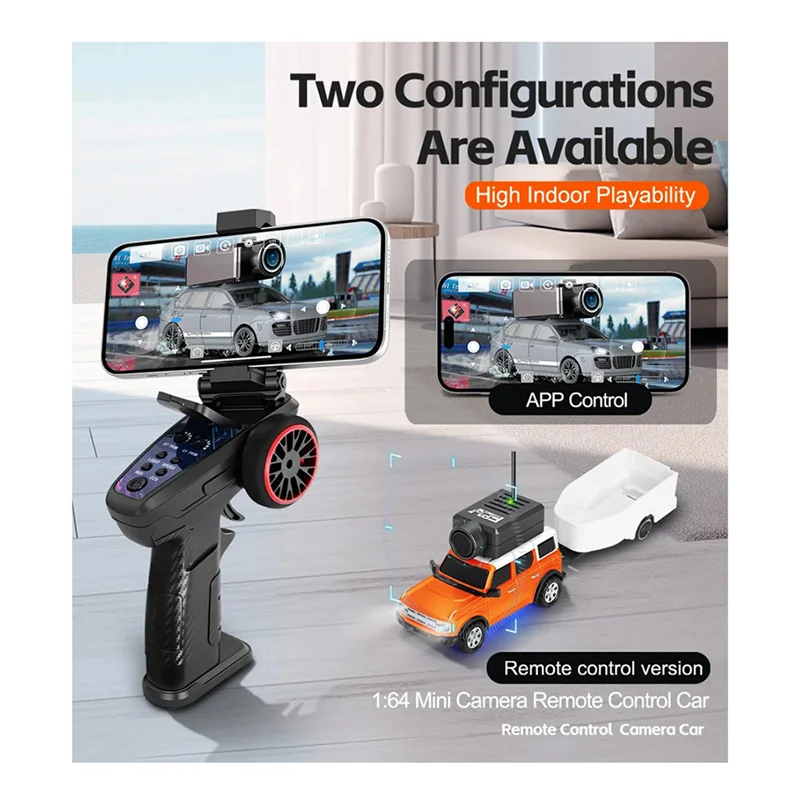 TA-FPV RC سيارة 1:64 مقياس 6405-C طقم سيارة سباق صغير المدمج في جيروسكوب 2.4G واي فاي App التحكم FPV VTX 720P كاميرا صور + فيديو