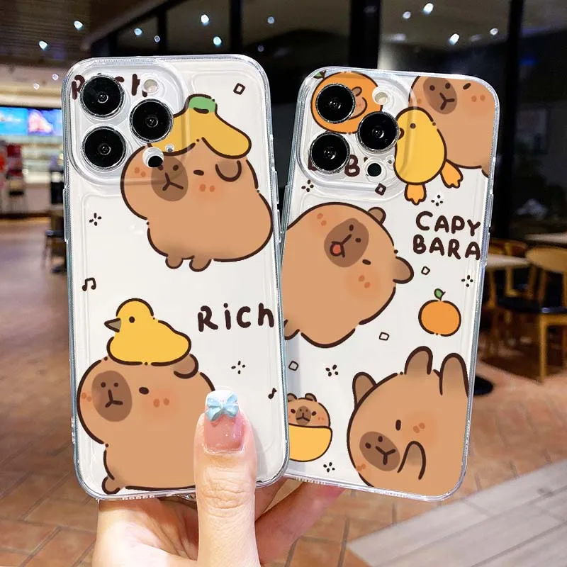 

Cute Capybara Fun Pattern Phone Case For Apple iPhone 17 16 15 14 13 12 Mini Air Pro Max Plus Space Shell
