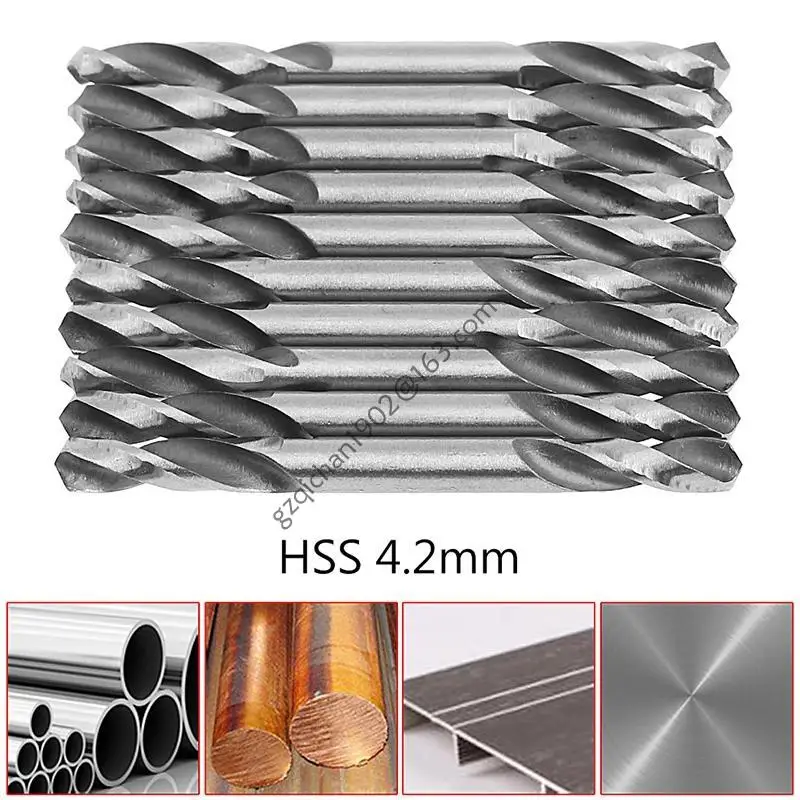 X7AB 10pcs 4.2mm HSS مزدوج نهاية دوامة أدوات الحفر أدوات الحفر