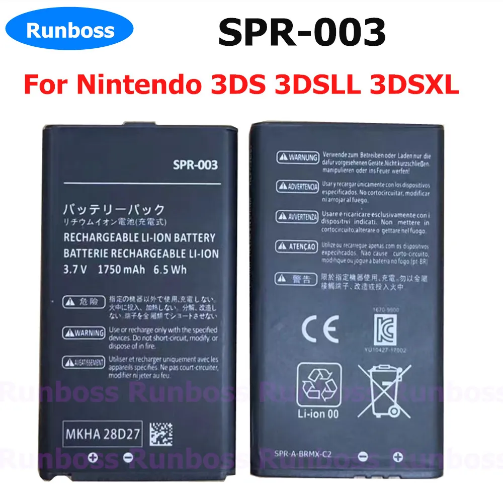 

SPR-003 SPR003 SPR 003 1750mAh литий-ионный аккумулятор для Nintendo 3DS 3dsll 3dsxl