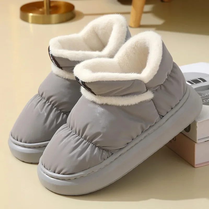 Women's Winter Cotton Shoes Warm Plush Anti Slip Waterproof Down Cute Design Couple Snow Boots Thick Platform Fur Footwear