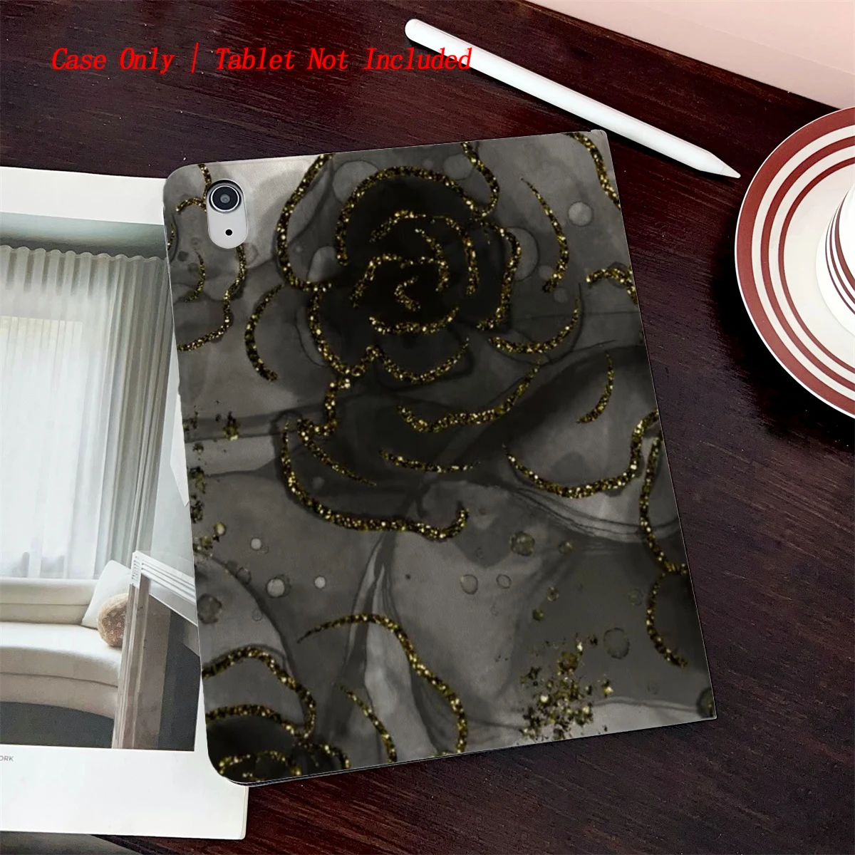 

8 Fresh Style Printed iPad Case, 360° Rotating Stand & Pen Slot,Book Style, Auto Sleep/Wake, Compatible with Various Apple iPads