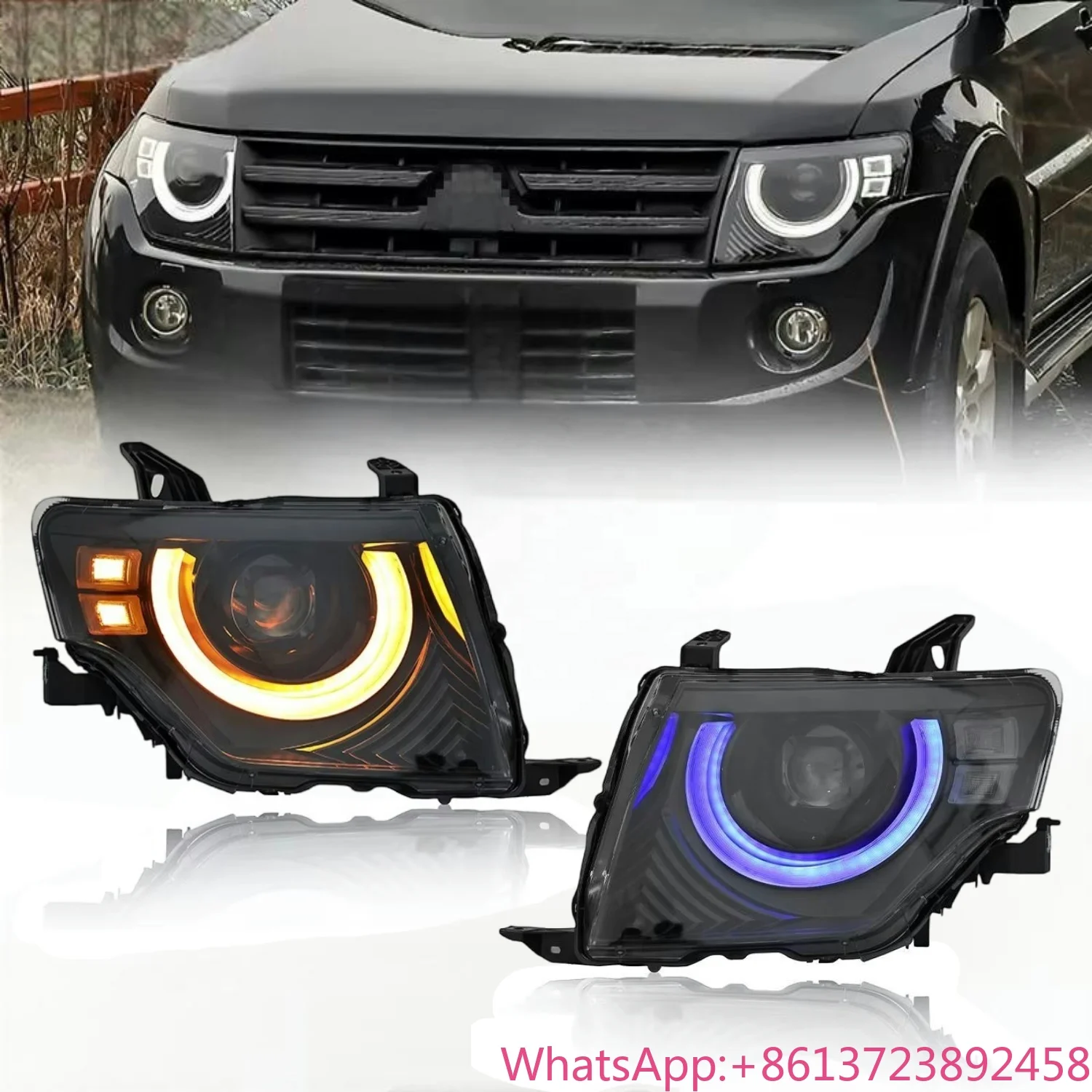 

Pajero Montero V87 V93 V97 Modified Headlights 2007-2021 DRL LED Upgrade to Defender Style Front Head Lamp for Mitsubishi