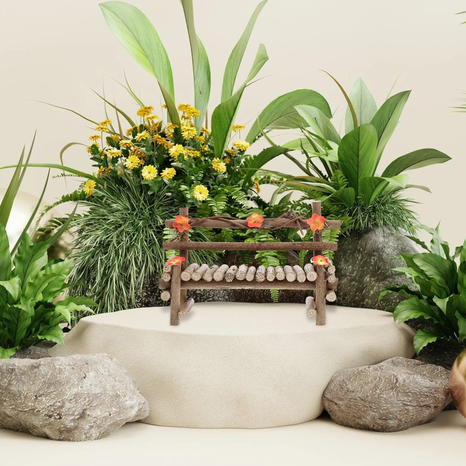 

Mini Wood Chair for Micro Landscape Decor Realistic Tiny Bench Fairy Garden Accessories Park Seat Indoor Outdoor