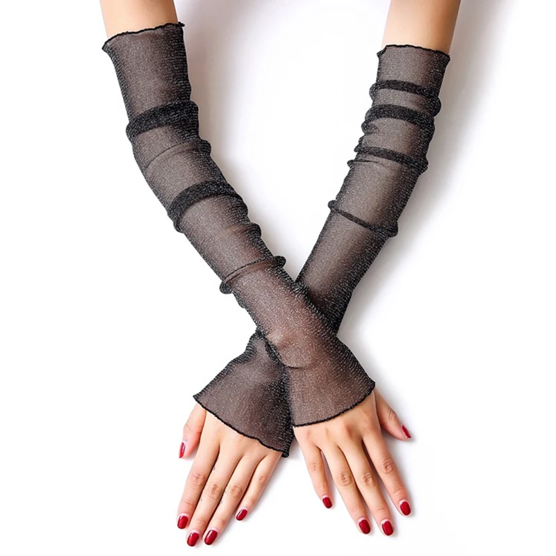 Women Long Arm Glove Summer Thin Mesh Sunproof Sleeved Female Driving Ridding Sun Protection Gloves